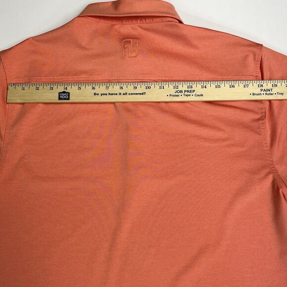 FootJoy Polo Golf Shirt Solid Coral Short Sleeve Stretch Men’s Size Medium - Picture 16 of 16